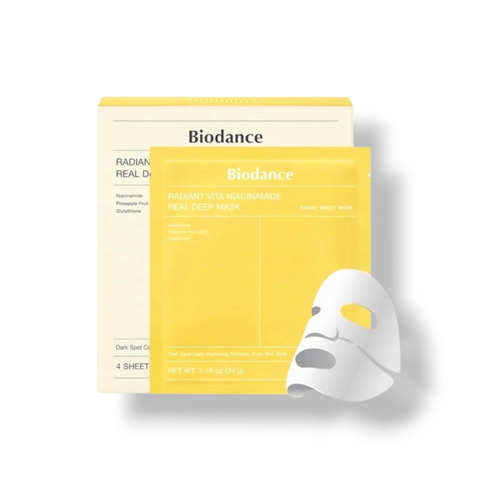 Biodance Rozświetlająca maska do twarzy (Radiant Vita Niacinamide Real Deep Mask 4szt)