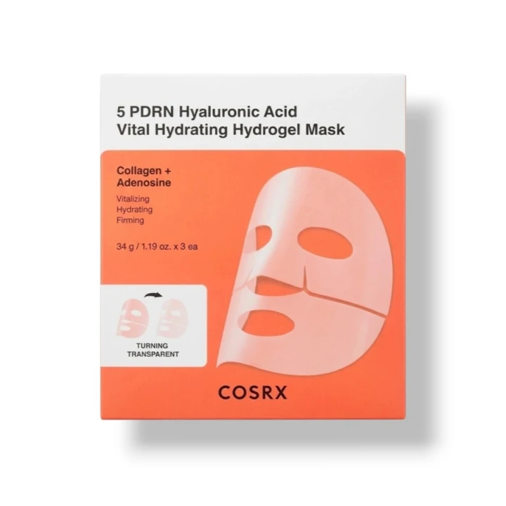 COSRX Zestaw hydrożelowych nawilżających masek ( 5 PDRN Hyaluronic Acid Vital Hydrating Hydrogel Mask 3x34 g)