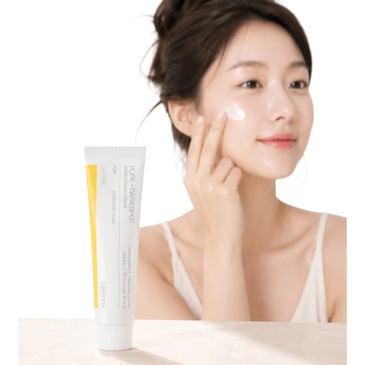 Celimax – Pore+Dark Spot Brightening Cream to krem do twarzy z niacynamidem, kwasem traneksamowym i ceramidami, który wyrównuje koloryt skóry, redukuje przebarwienia i wzmacnia barierę ochronną.