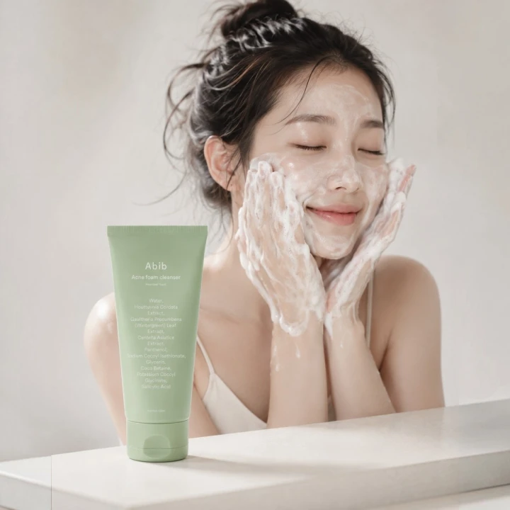 Abib Acne Foam Heartleaf Foam – delikatna pianka do codziennego mycia twarzy dla skóry tłustej, mieszanej i trądzikowej.