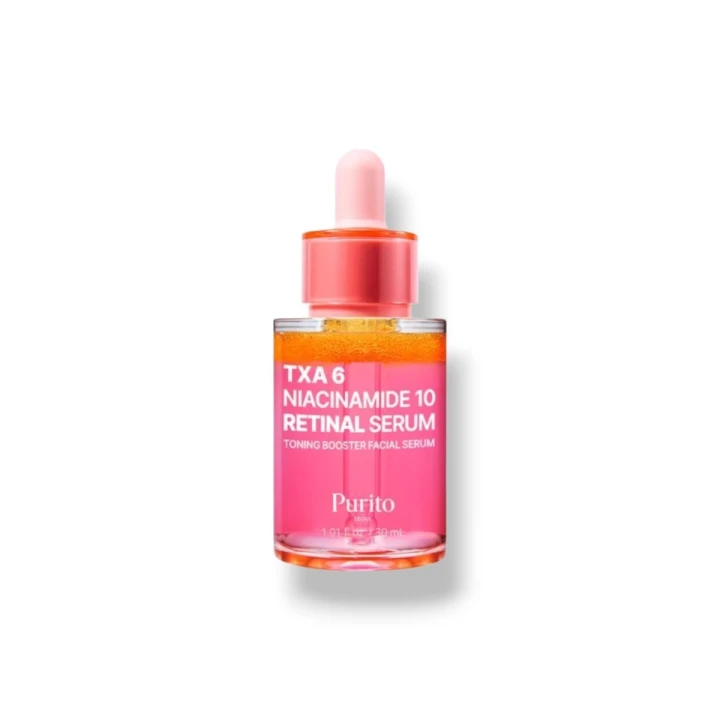 Purito SEOUL TXA 6 Niacinamide 10 Retinal Serum to rozjaśniające serum do twarzy z retinalem, kwasem traneksamowym 6% i niacynamidem 10%.