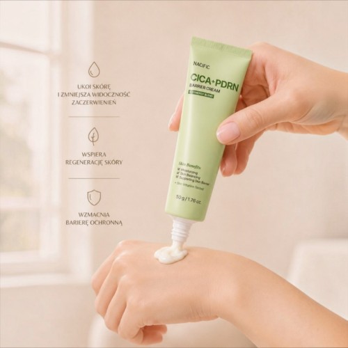 Nacific Cica PDRN Barrier Cream to krem wzmacniający barierę hydrolipidową skóry, stworzony z myślą o skórze suchej, wrażliwej i reaktywnej.