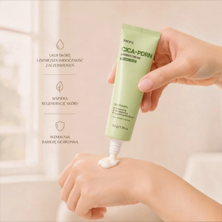 Nacific Cica PDRN Barrier Cream to krem wzmacniający barierę hydrolipidową skóry, stworzony z myślą o skórze suchej, wrażliwej i reaktywnej.