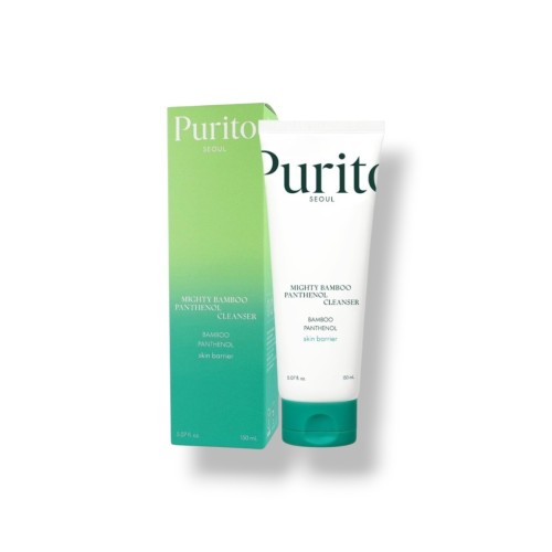 PURITO SEOUL Mighty Bamboo Panthenol Cleanser to delikatny żel do mycia twarzy o niskim pH, przeznaczony do codziennego oczyszczania skóry.